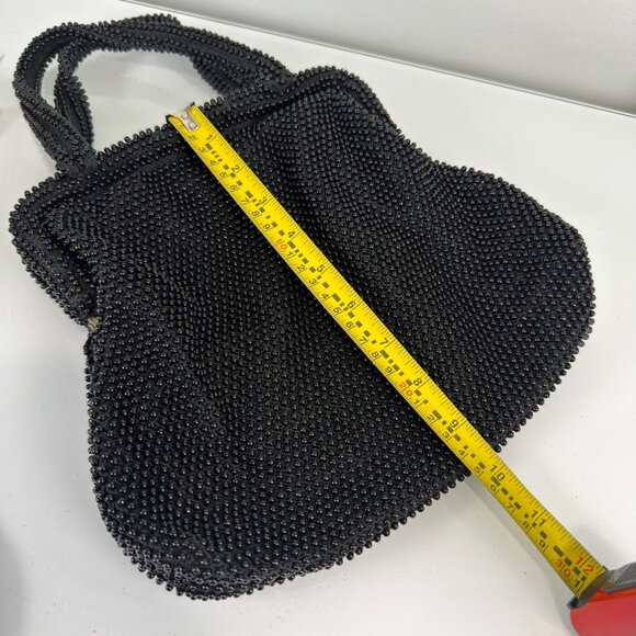 Stunning Vintage 1950's Black Corde Bead Cavier Evening bag Purse - Picture 5 of 15